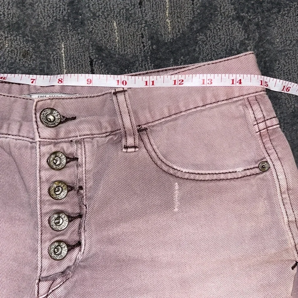 Free People High Waisted Denim Cutoff Festival Shorts Pink/Brown 25